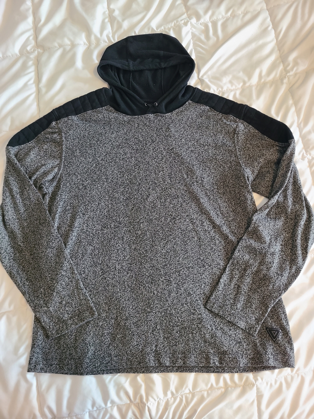 burnside Gray Heather Crewneck Hooded Sweater with Black Accents